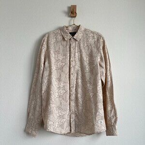 Scotch & Soda Linen Cotton Floral Button Down Long Sleeve Shirt - L